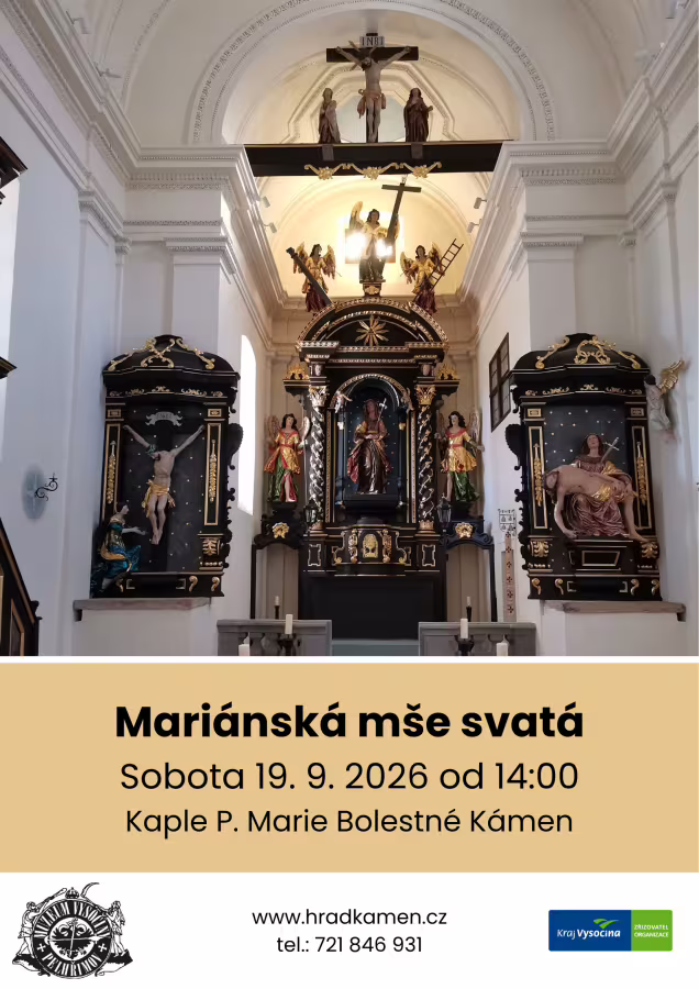 Mariánská mše svatá - kaple Panny Marie Bolestné v Kámeně - sobota 19. září 2026, 14:00 hodin